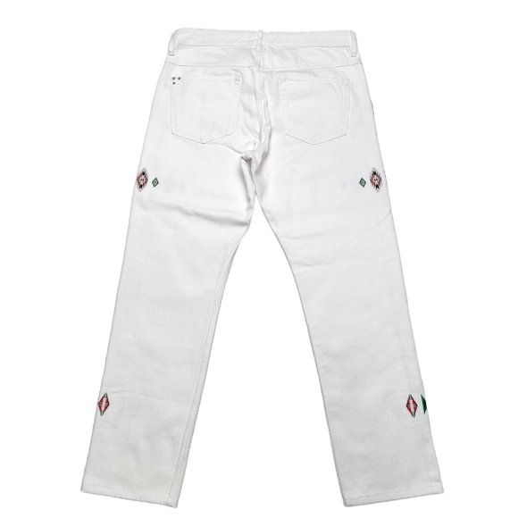 Isabel Marant Jasper Native Embroidered Denim Jeans -  White | 32 - Picture 9 of 12